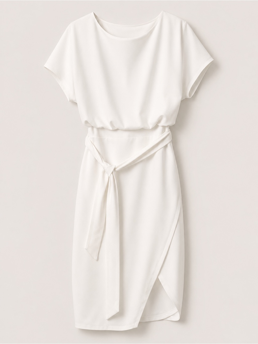 Kensie White Wrap Midi Dress with Tie Waist – Size 2